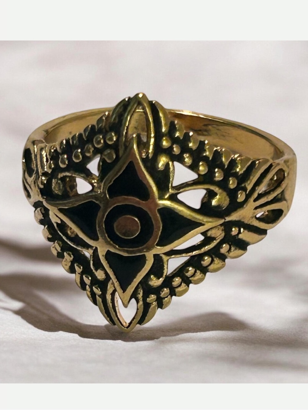 Vintage 1980’s Castings on Parade Gold Plated Enamel Statement Ring